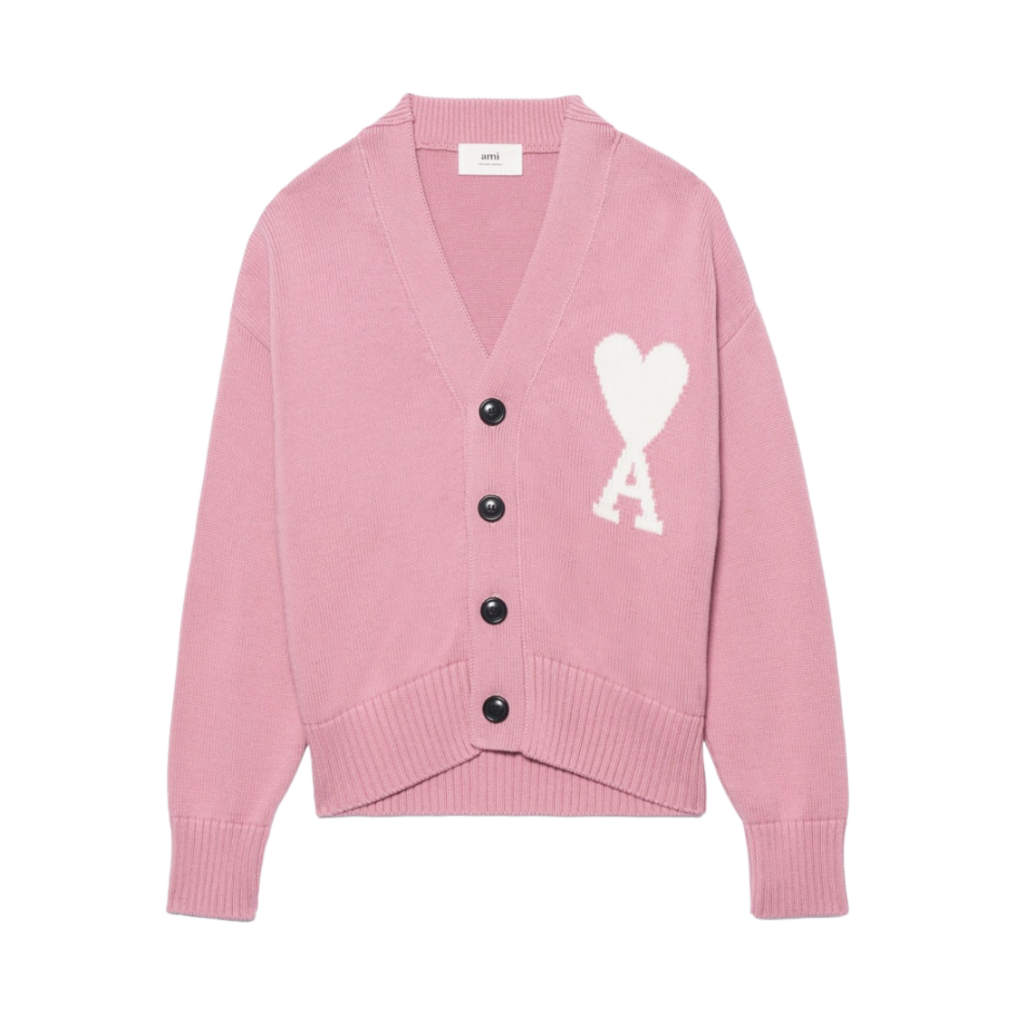 아미 빅 하트 로고 오버사이즈 가디건 페일 핑크 - 22SS