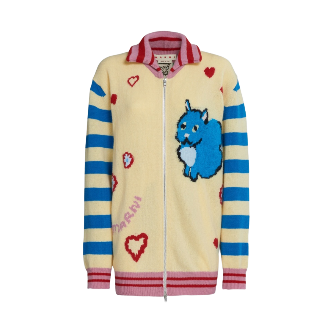 (W) 마르니 멀티컬러 인레이 가디건 토파즈 옐로우((W) Marni Cardigan with Multicolour Inlay Topaz Yellow) - 1