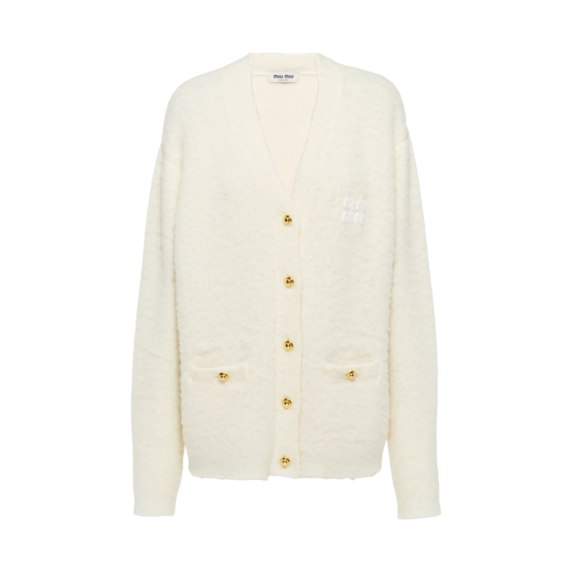 MMF687-12KD-F0009 (W) Miu Miu Boucle Cardigan White - 대표 이미지 #1