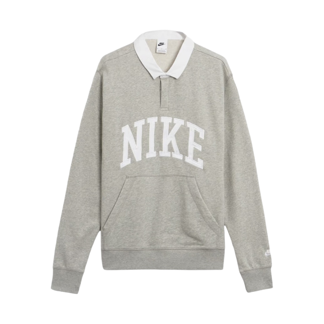 FN3112-063 Nike Club Fleece Long Sleeve Fleece Polo Dark Grey Heather - US/EU