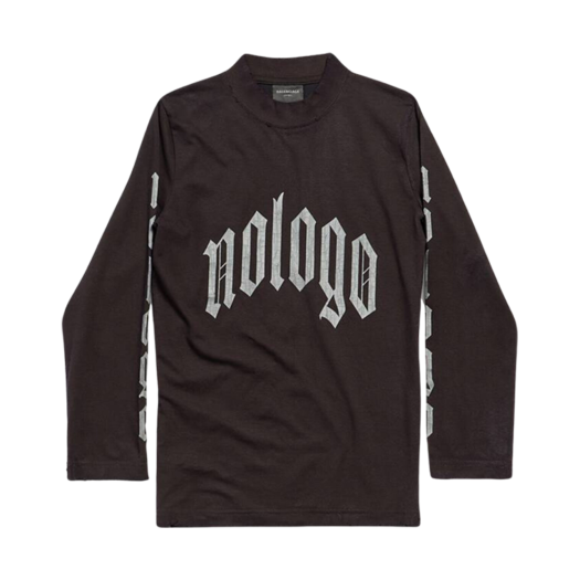 Balenciaga Nologo Long Sleeve Fitted T-Shirt Black Grey