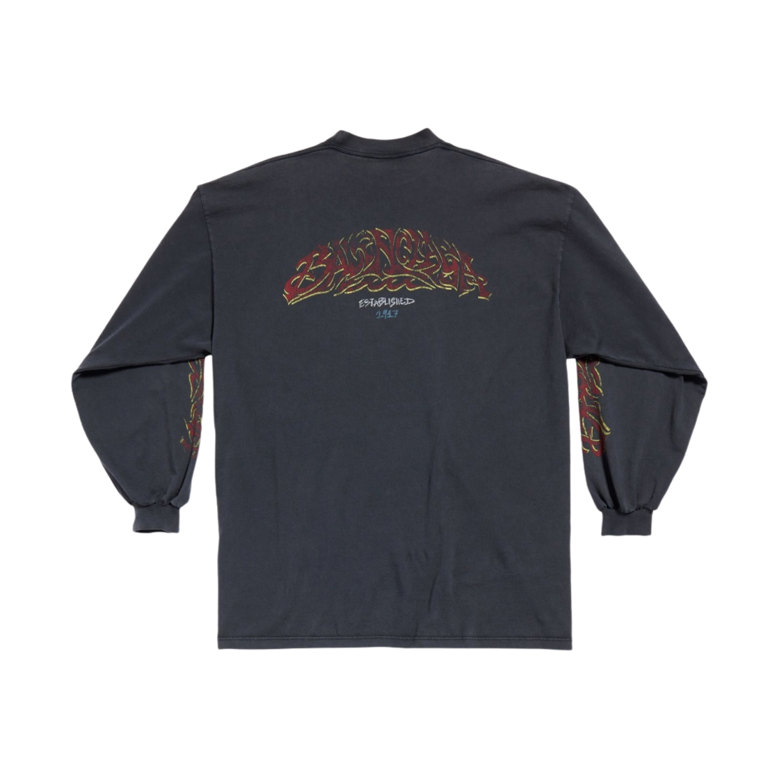 발렌시아가 오프쇼어 롱 슬리브 오버사이즈 티셔츠 블랙 페이디드(Balenciaga Offshore Long Sleeve Oversized T-Shirt Black Faded) - 2