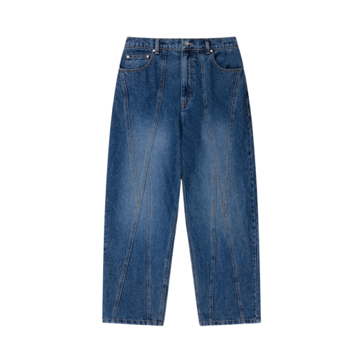 RD123100BL RDVZ Diagonal Cut Denim Pants Blue