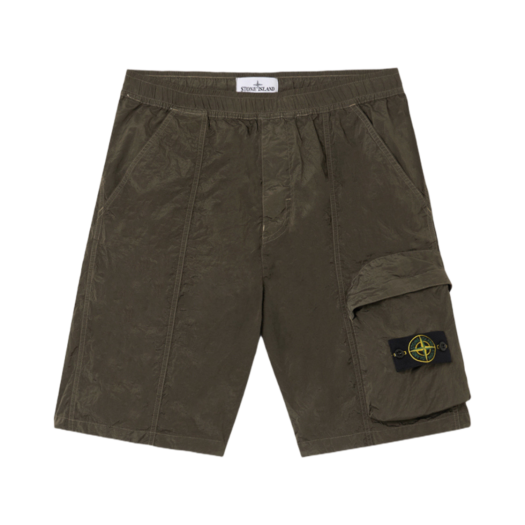 Stone Island L100007 Nylon Metal in Econyl Comfort Fit Cargo Bermuda Shorts with Elasticated Waistband Military Green - 25SS