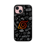 Casetify x Naruto Motif MagSafe Mirror iPhone Case Silver Black