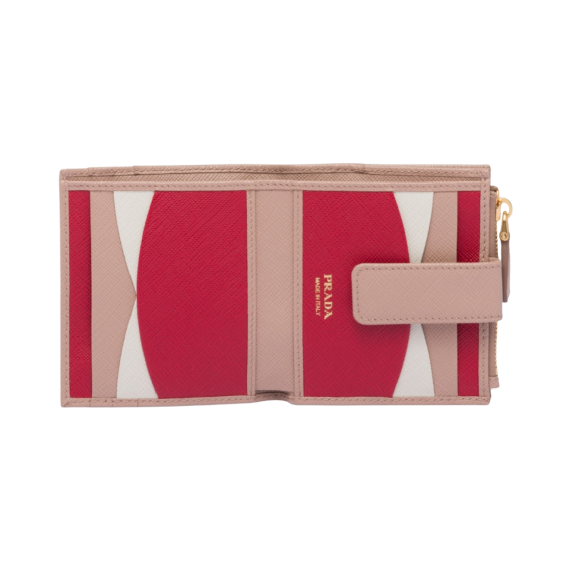 프라다 스몰 사피아노 레더 월렛 파우더 핑크 파이어리 레드(Prada Small Saffiano Leather Wallet Powder Pink Fiery Red) - 2
