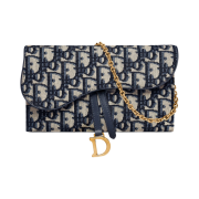 Dior Saddle Wallet Blue Dior Oblique Jacquard