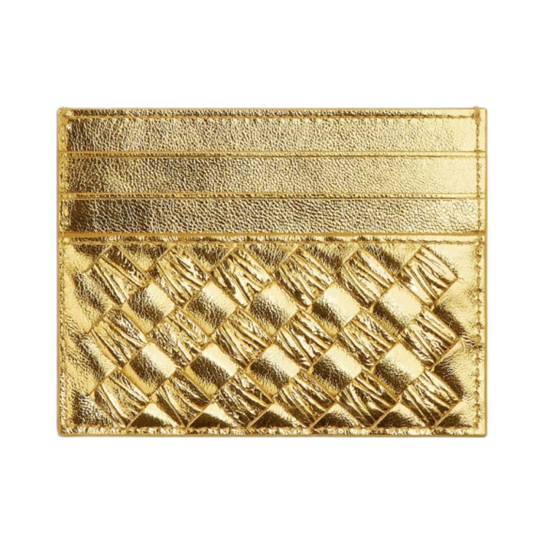 보테가 베네타 인트레치아토 크레딧 카드 케이스 골드(Bottega Veneta Intrecciato Credit Card Case Gold) - 1