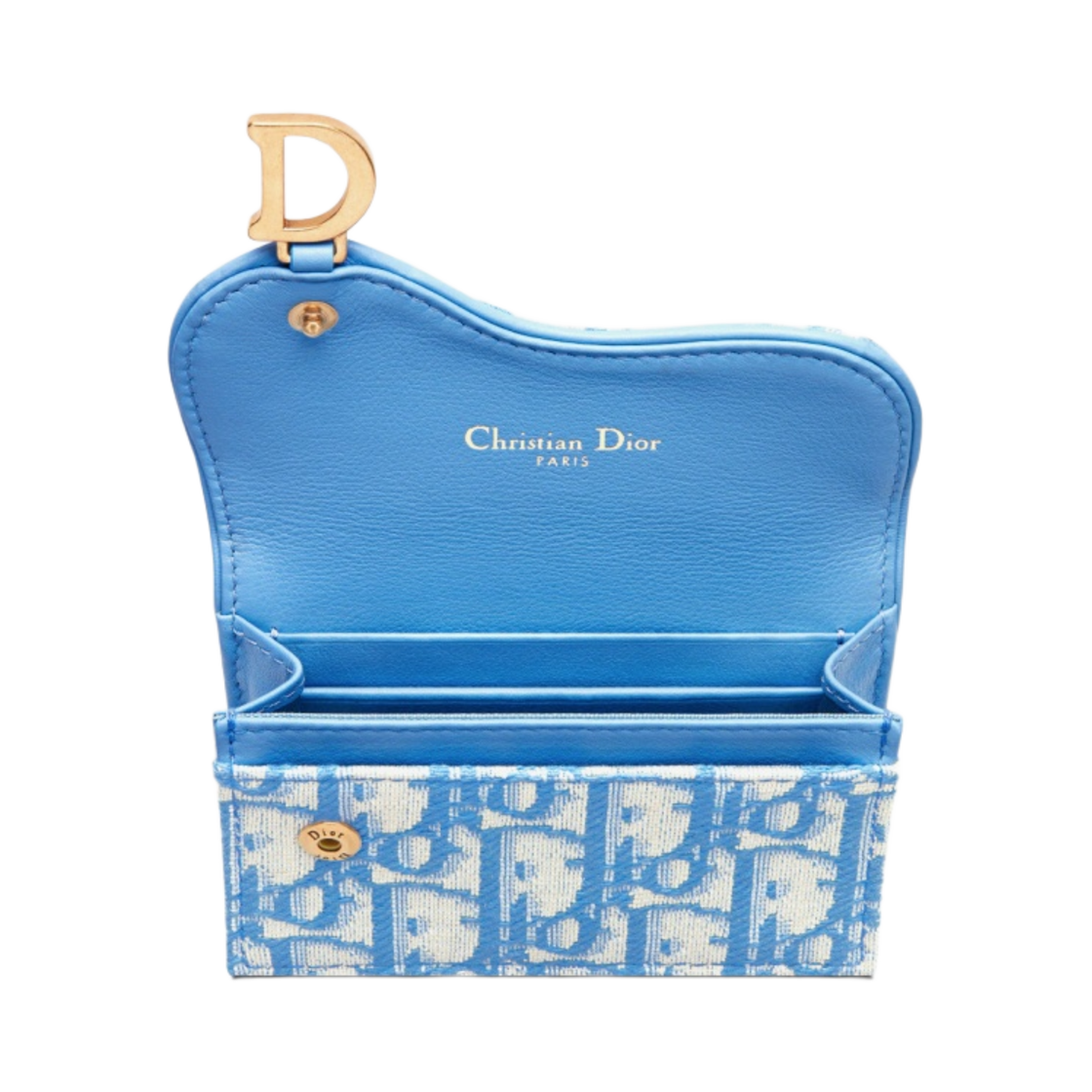 디올 새들 플랩 카드 홀더 콘플라워 블루 디올 오블리크 자카드(Dior Saddle Flap Card Holder Cornflower Blue Dior Oblique Jacquard) - 3