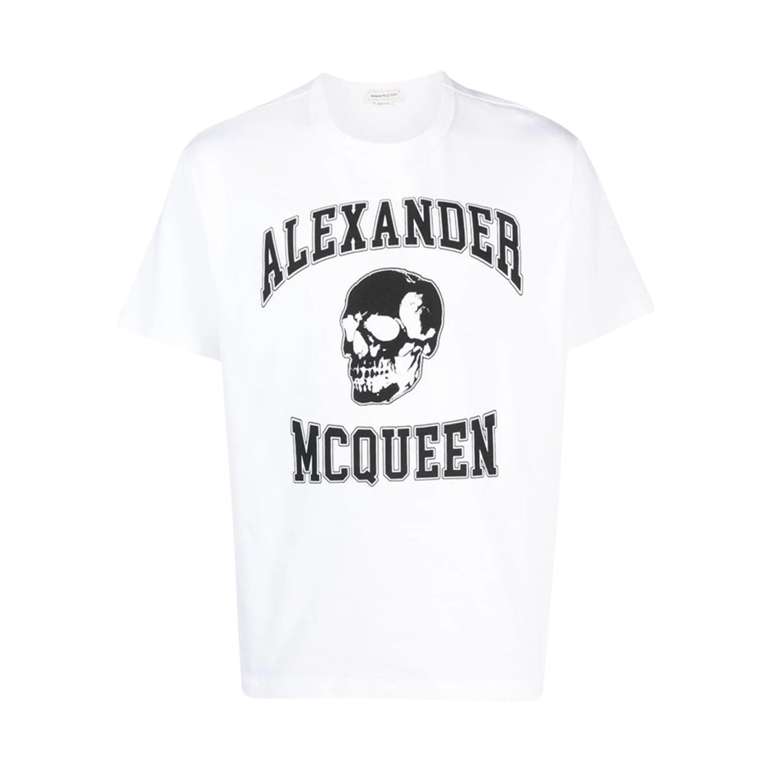 759442QVZ290910 Alexander McQueen Signature Skull Logo Print T-Shirt White