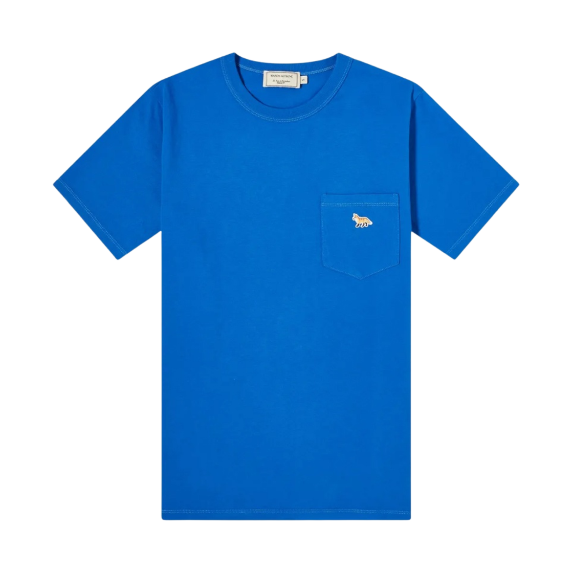 GM00142KJ0008-DB Maison Kitsune Profile Fox Patch Pocket T-Shirt Dark Blue