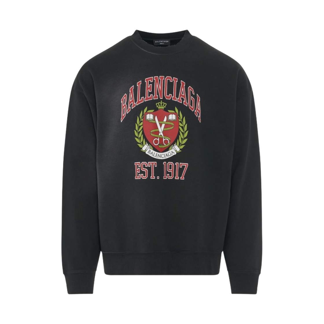 발렌시아가 코튼 컬리지 로고 크루넥 스웨트셔츠 블랙(Balenciaga Cotton College Logo Crewneck Sweatshirt Black) - 1