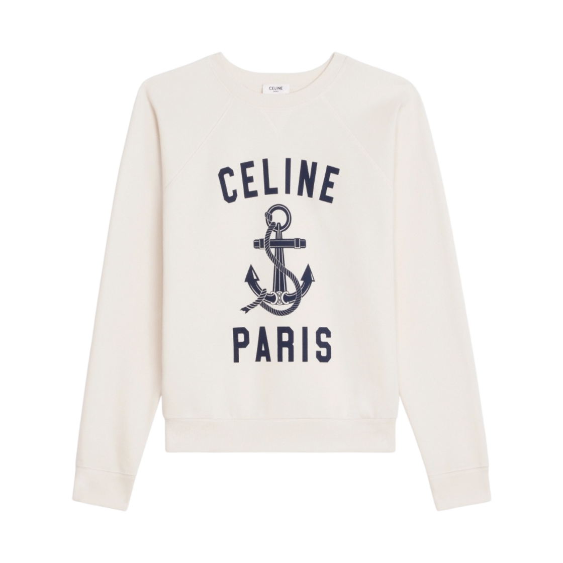 셀린느 캐시미어 플리스 파리 앵커 스웨터 라이트 아이보리 블루 앵커(Celine Paris Anchor Sweater in Cashmere Fleece Light Ivory Bleu Ancre) - 1