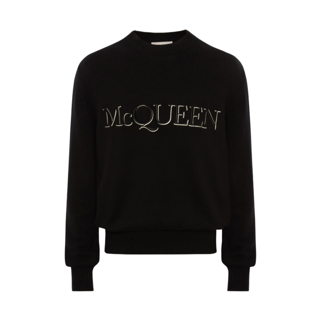 알렉산더 맥퀸 자수 크루넥 스웨터 블랙 화이트