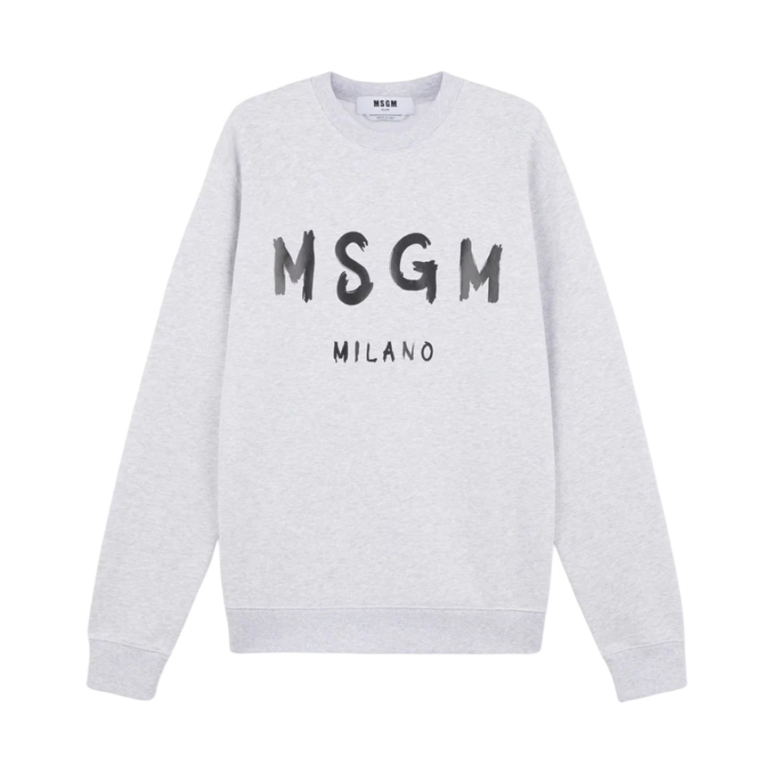 2000MM513-200004-94 MSGM Long Sleeved Cotton Sweatshirt with Brushed Logo Light Grey