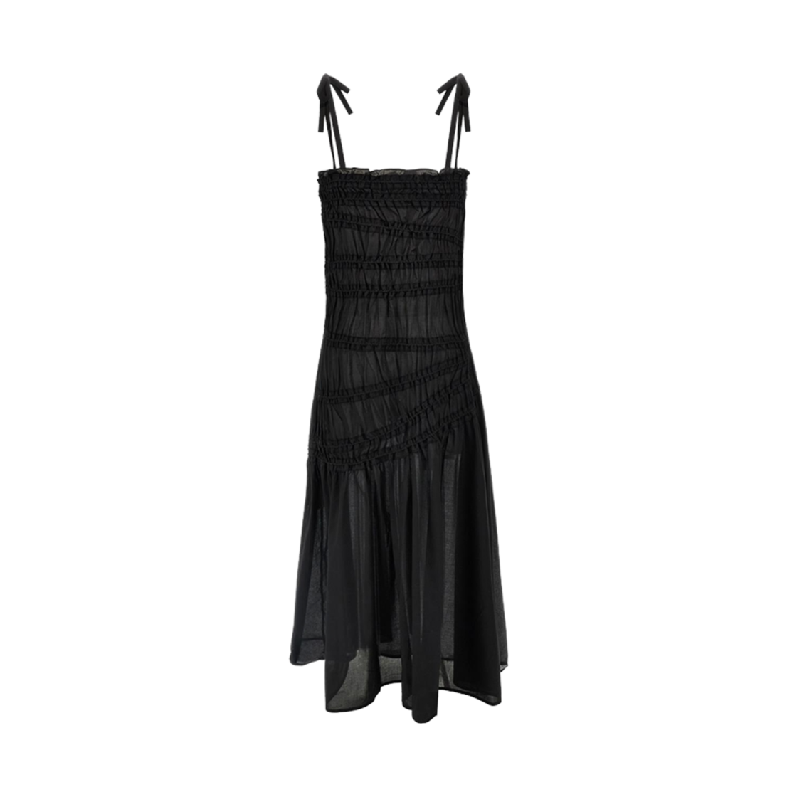 (W) 토리버치 미디 스모크 포인트 드레스 블랙((W) Tory Burch Midi Smock Point Dress Black) - 2