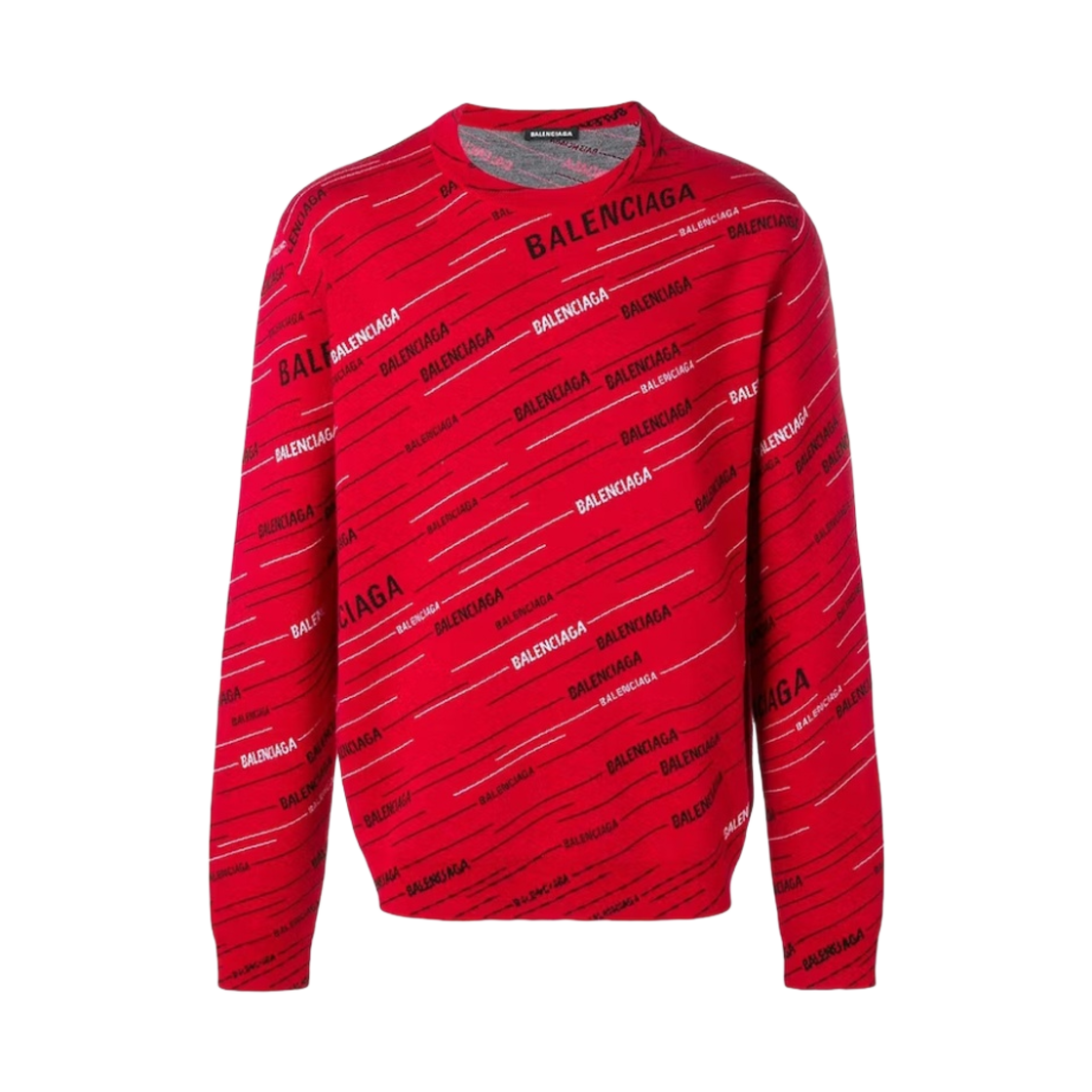 발렌시아가 올오버 로고 자카드 니트 레드 블랙 화이트(Balenciaga Allover Logo Jacquard Knit Red Black White) - 1