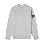 Stone Island 552A3 Lambswool Crew Knit Light Grey - 20FW