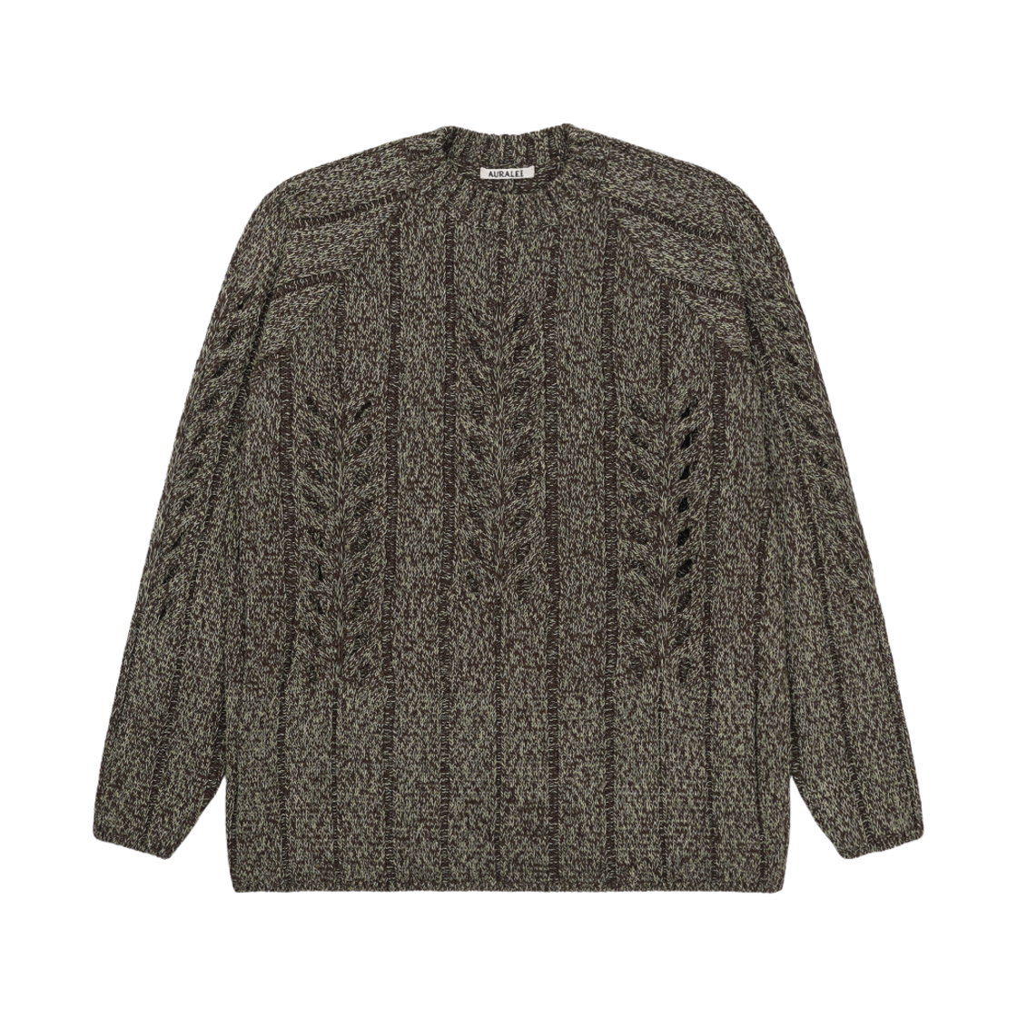 오라리 믹스 부클레 메쉬 니트 풀오버 브라운 옐로우 - 22SS