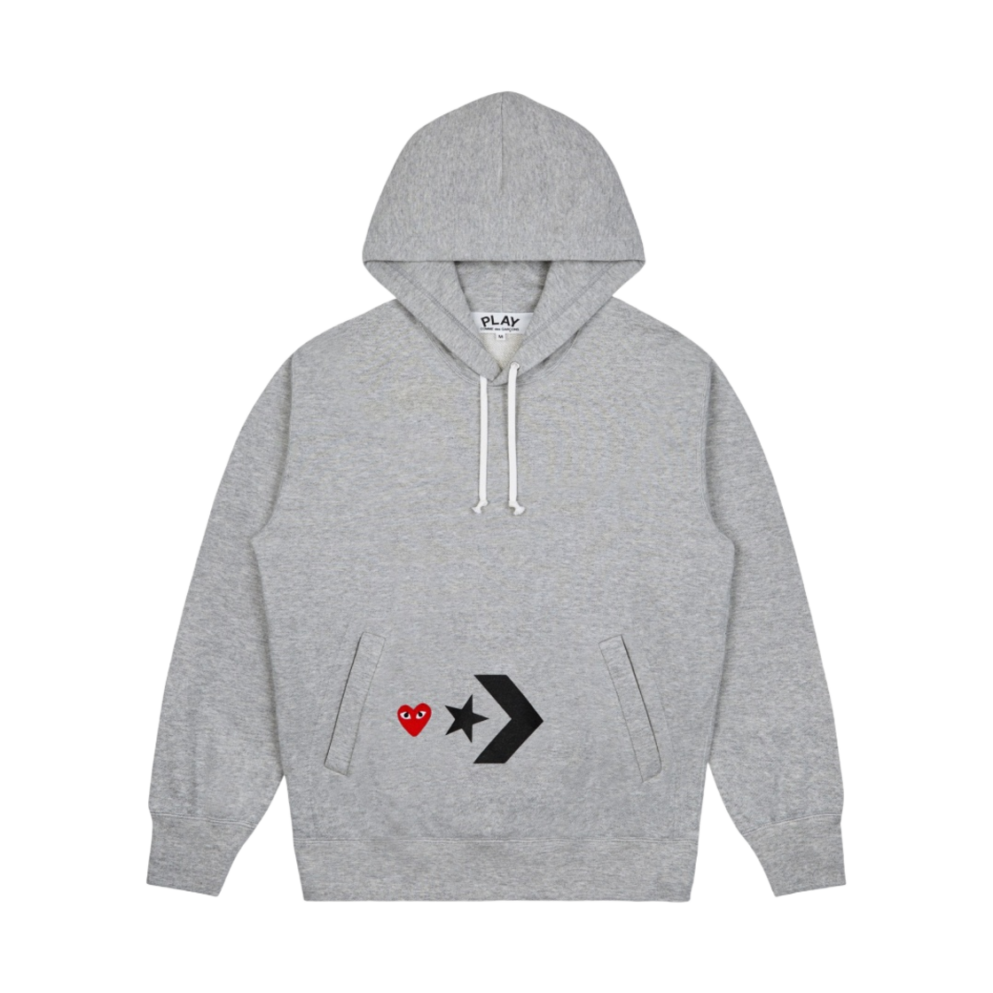 (W) 플레이 꼼데가르송 x 컨버스 후드 그레이((W) Play Comme des Garcons x Converse Hoodie Grey)