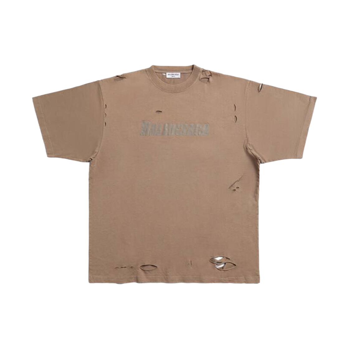 (W) 발렌시아가 캡 박시 핏 티셔츠 베이지((W) Balenciaga Caps Boxy Fit T-Shirt Beige) - 1