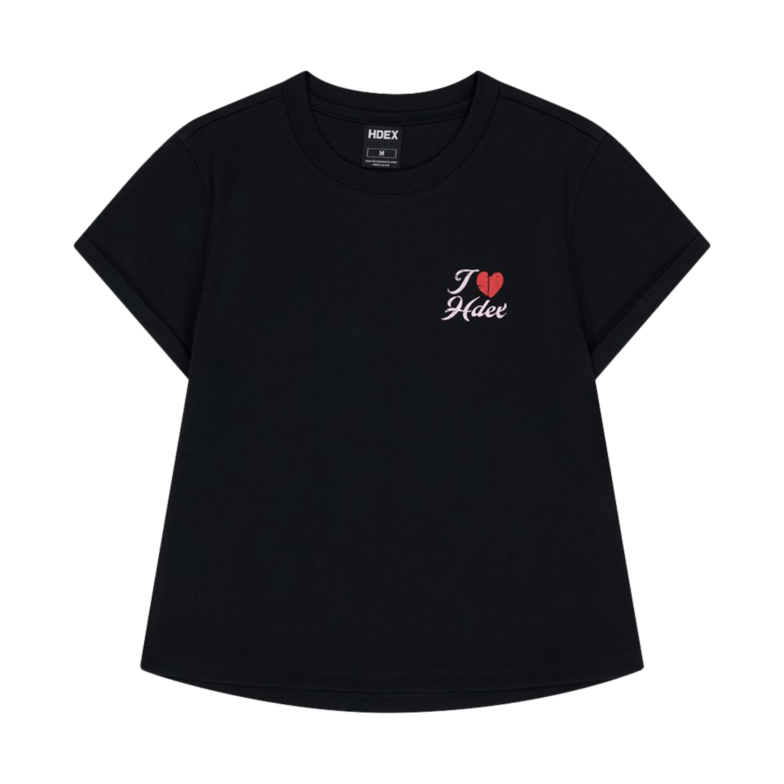 에이치덱스 우먼스 라운드 하트 슬림핏 숏 슬리브 블랙