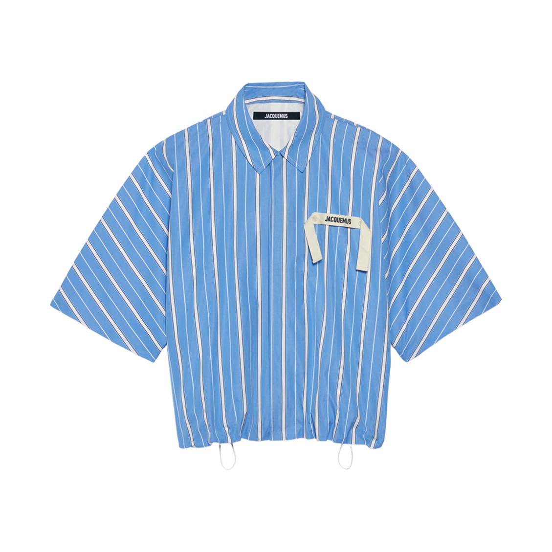 자크뮈스 라 슈미즈 디스그레기 스트라이프 엘라스티케이티드 셔츠 블루 스트라이프(Jacquemus La Chemise Disgreghi Striped Elasticated Shirt Blue Stripes) - 1