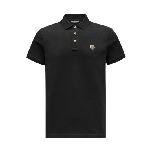 J1-091-8A00024-84556-999 Moncler Logo Patch Polo Shirt Black - 24SS