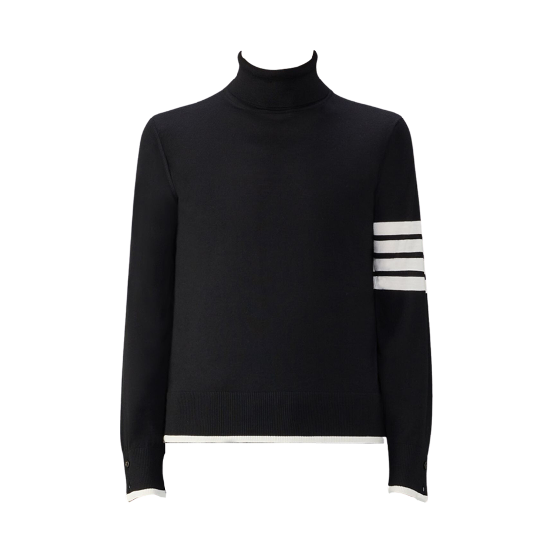 톰브라운 파인 메리노 울 사선 릴렉스 핏 터틀넥 블랙(Thom Browne Fine Merimo Wool 4-Bar Relaxed Fit Turtleneck Black) - 1