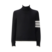 Thom Browne Fine Merimo Wool 4-Bar Relaxed Fit Turtleneck Black