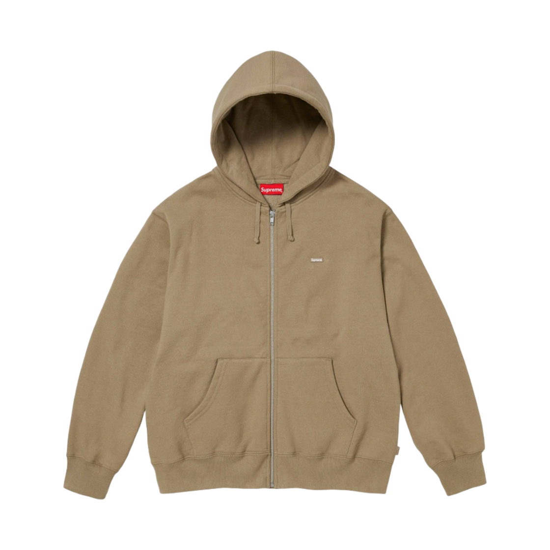 슈프림 스몰 박스 집업 후드 스웨트셔츠 다크 샌드 - 23FW