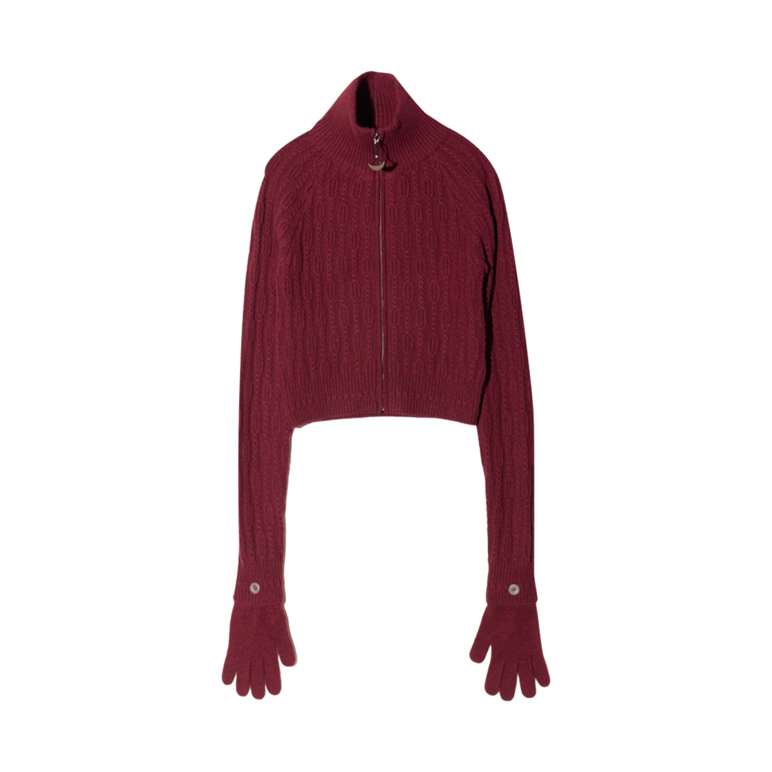 - (W) Hyein Seo Cropped Knit Sweater w/ Gloves Burgundy