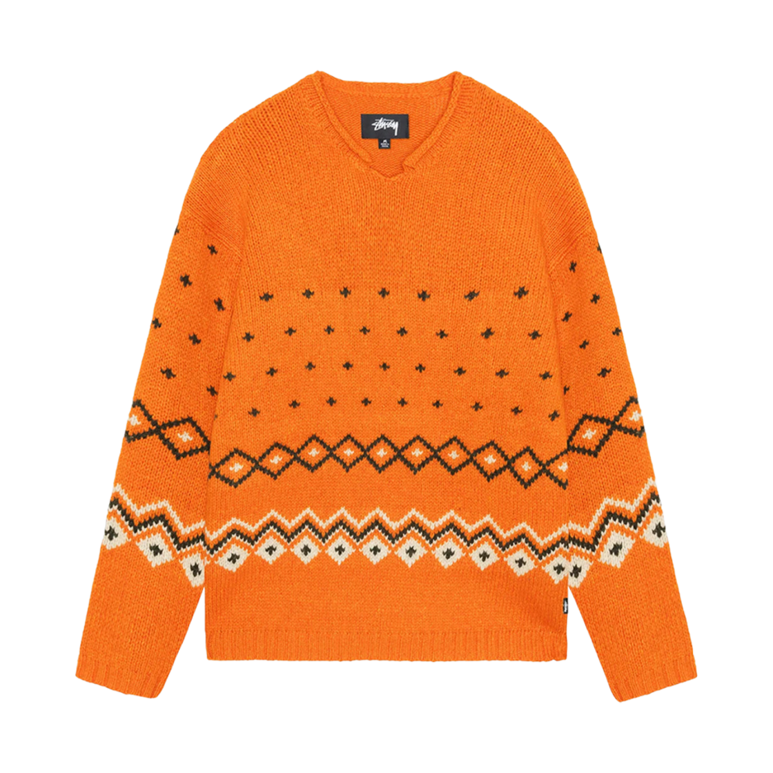스투시 롤 넥 페어아일 스웨터 오렌지