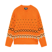 Stussy Roll Neck Fairisle Sweater Orange
