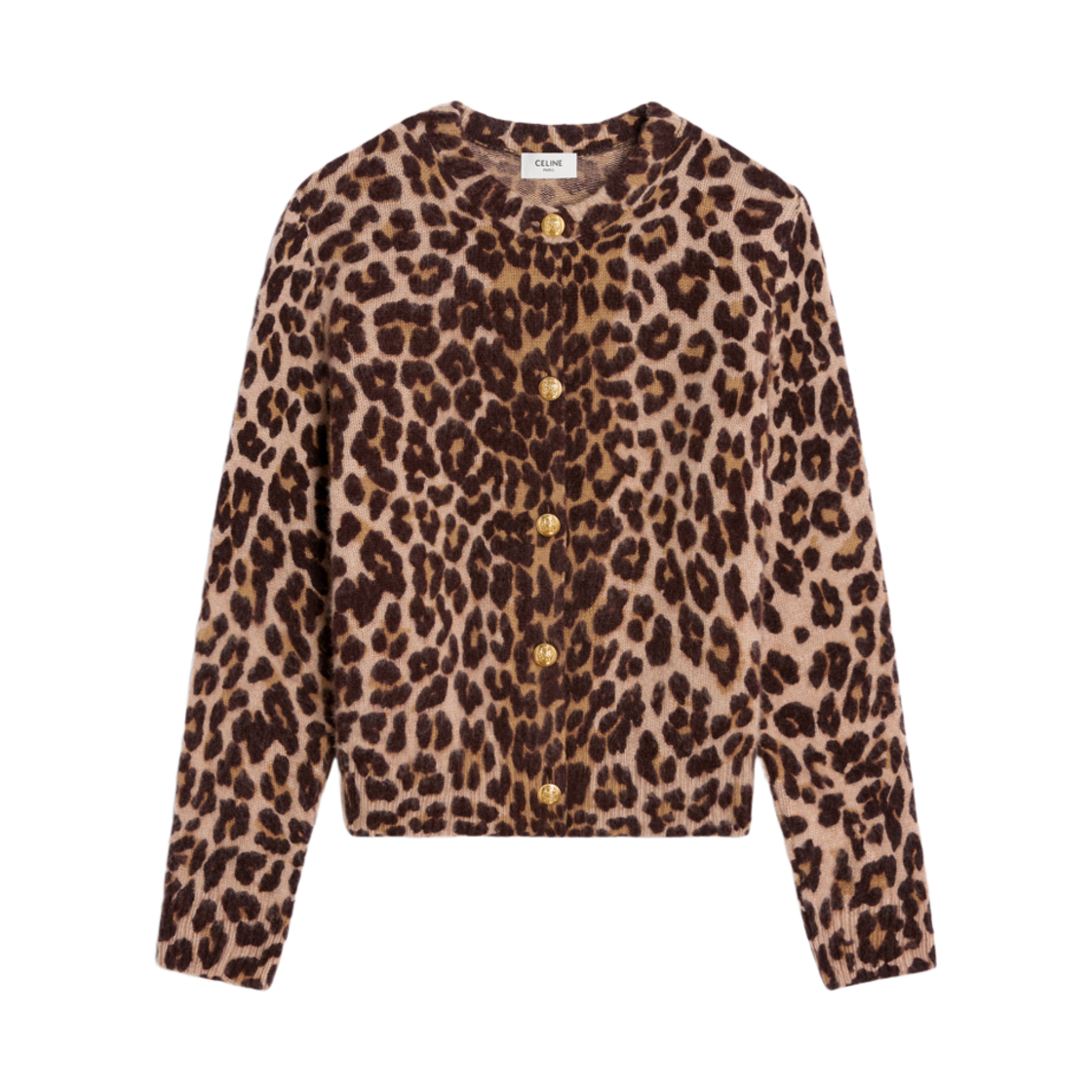 (W) 셀린느 가디건 레오파드 캐시미어 레오파드((W) Celine Cardigan in Leopard Cashmere Leopard) - 1