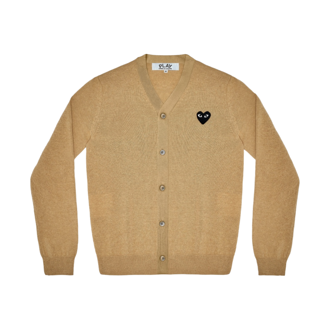 AX-N024-051-3 Play Comme des Garcons Black Heart Knit Cardigan Beige