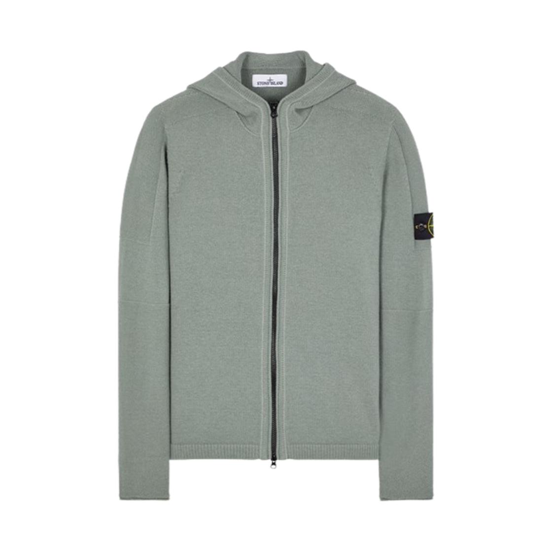 스톤 아일랜드 509A3 램스울 후드 가디건 니트 세이지 그린 - 23FW | Stone Island | KREAM