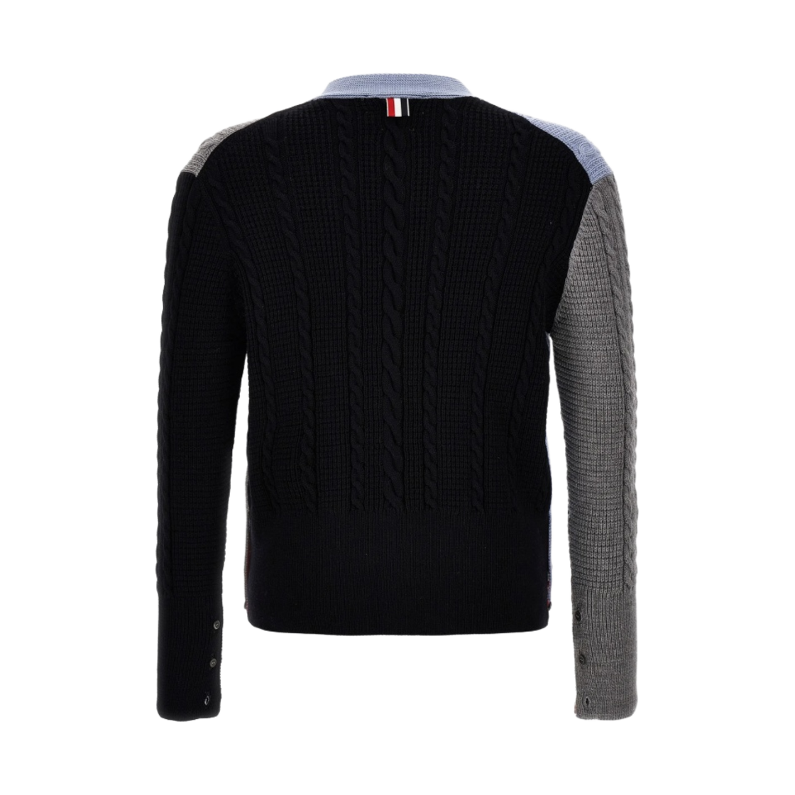 톰브라운 펀믹스 울 릴렉스드 브이넥 케이블 가디건 라이트 블루(Thom Browne Funmix Wool Relaxed V-Neck Cable Cardigan Light Blue) - 2