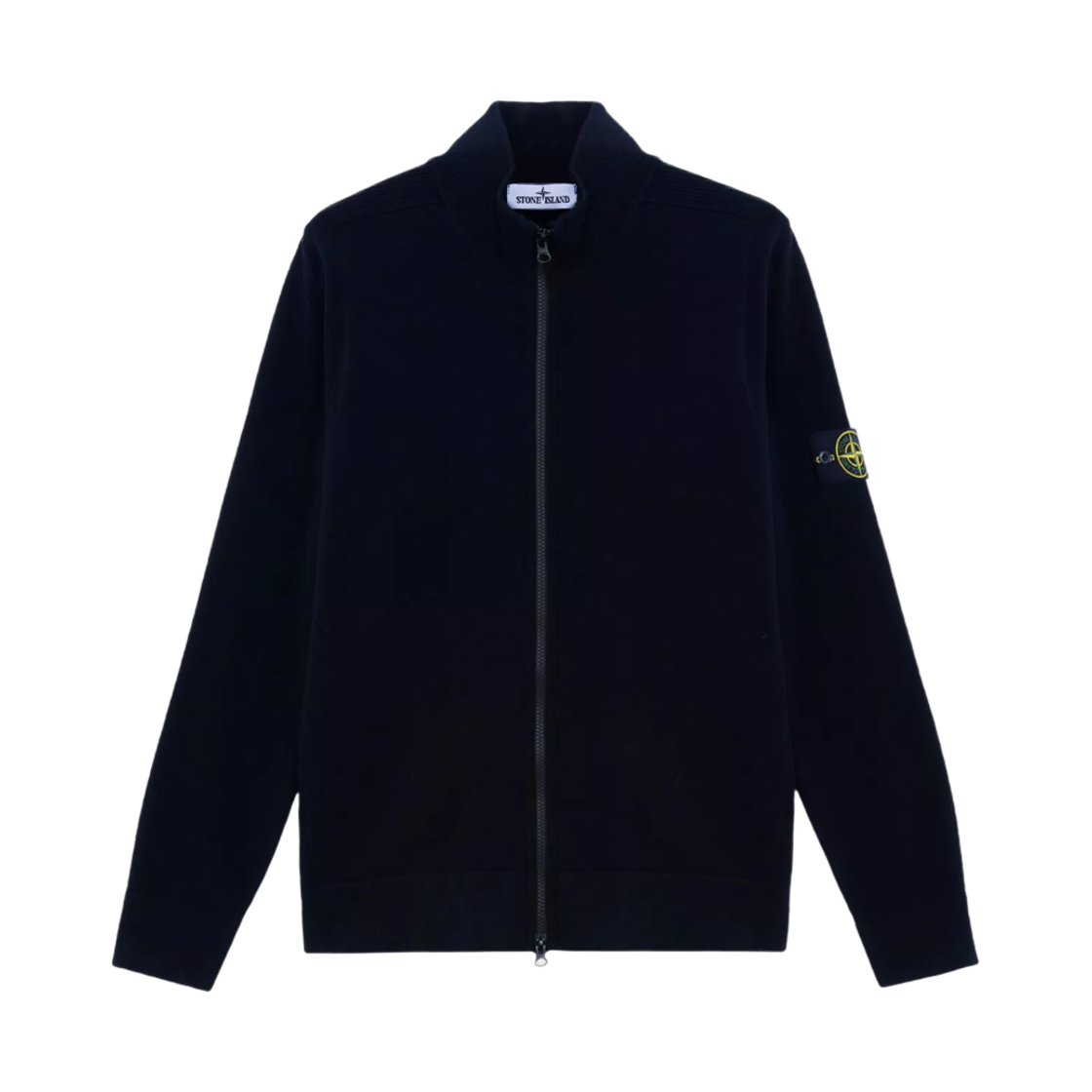 스톤 아일랜드 503A1 스트레치 RWS 울 가디건 스웨터 투웨이 지퍼 네이비 블루 - 24FW(Stone Island 503A1 Stretch RWS Wool Cardigan Sweater with Two-Way Zipper Navy Blue - 24FW) - 1