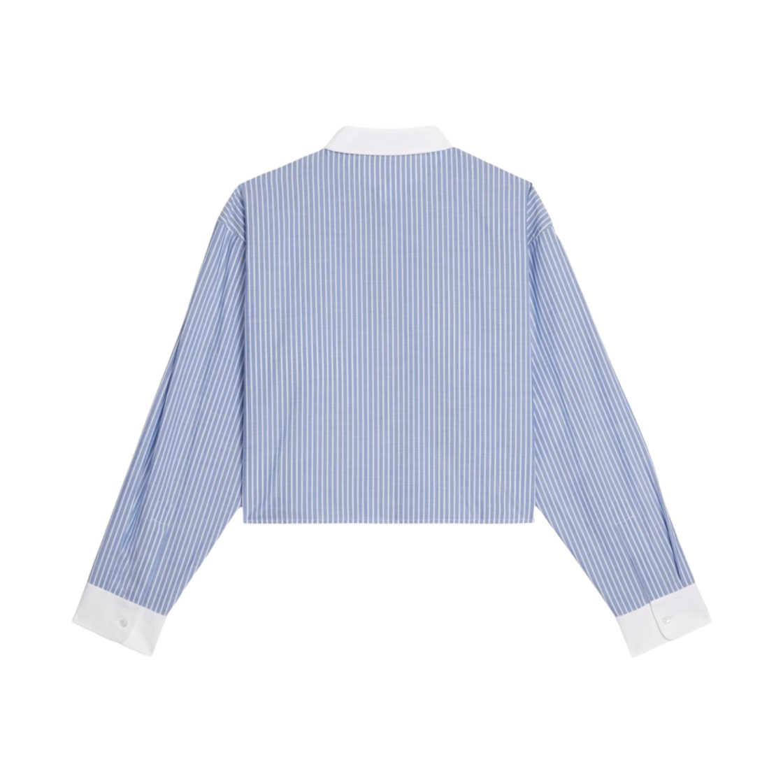 (W) 셀린느 스트라이프 코튼 크롭 셔츠 블루 블랑((W) Celine Cropped Shirt in Striped Cotton Bleu Blanc) - 2