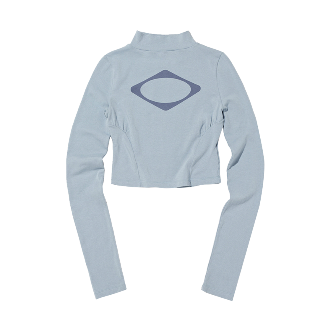 (W) 미스치프 피티드 목 넥 롱 슬리브 탑 그레이쉬 블루((W) Mischief Fitted Mock Neck Long Sleeve Top Greyish Blue)