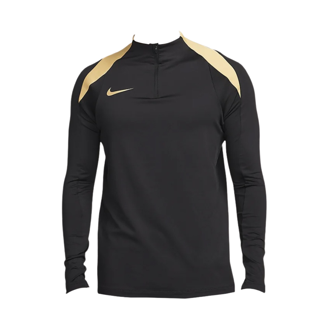 나이키 드라이핏 스트라이크 풋볼 하프 집 드릴 탑 블랙 저지 골드 - 아시아(Nike Dri-Fit Strike Football Half Zip Drill Top Black Jersey Gold - Asia)
