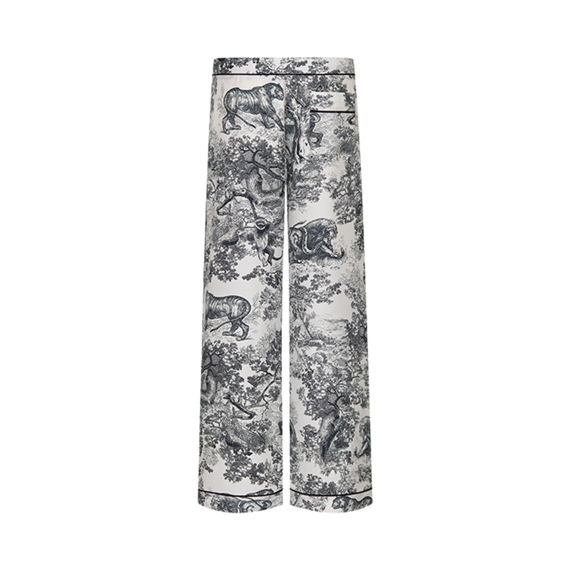 (W) 디올 쉐 MOI 팬츠 화이트 실크 트윌 네이비 블루 모티프((W) Dior Chez Moi Pants White Silk Twill Navy Blue Motif) - 2