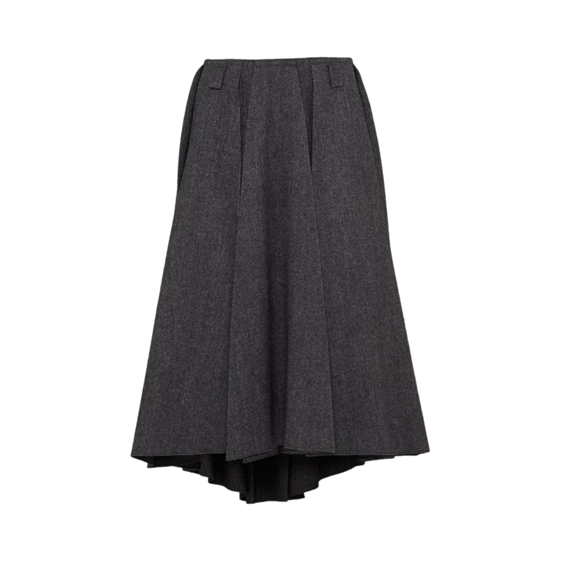 (W) 프라다 클로스 미디 스커트 슬레이트 그레이((W) Prada Cloth Midi-Skirt Slate Gray) - 1