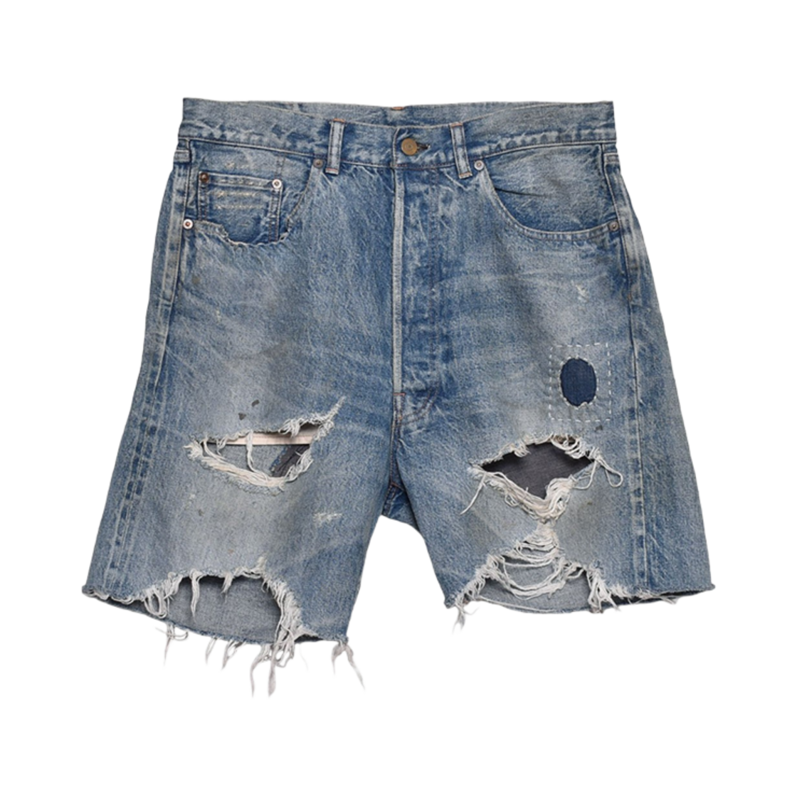 YS8-0000-054 Saint Mxxxxxx Saint Denim Shorts Blue - 24SS