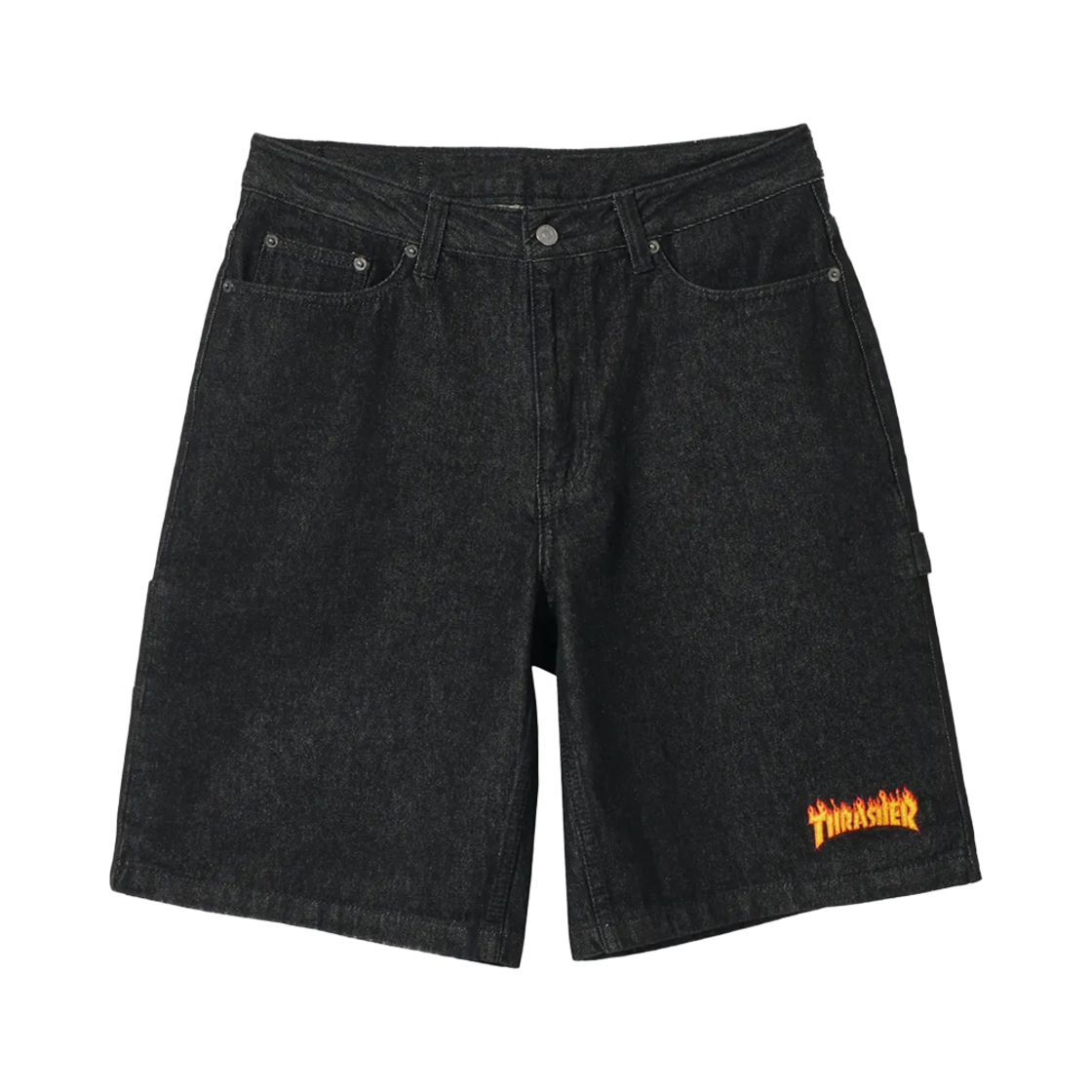 트레셔 플레임 로고 데님 카펜터 팬츠 블랙(THRASHER Flame Logo Denim Carpenter Pants Black)