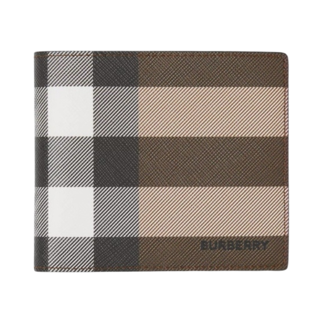 버버리 체크 레더 인터네셔널 반지갑 다크 버치 브라운(Burberry Check Leather International Bifold Wallet Dark Birch Brown)