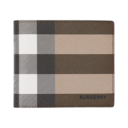 Burberry Check Leather International Bifold Wallet Dark Birch Brown