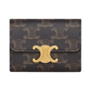 Celine Compact Wallet with Coin in Triomphe Canvas Tan