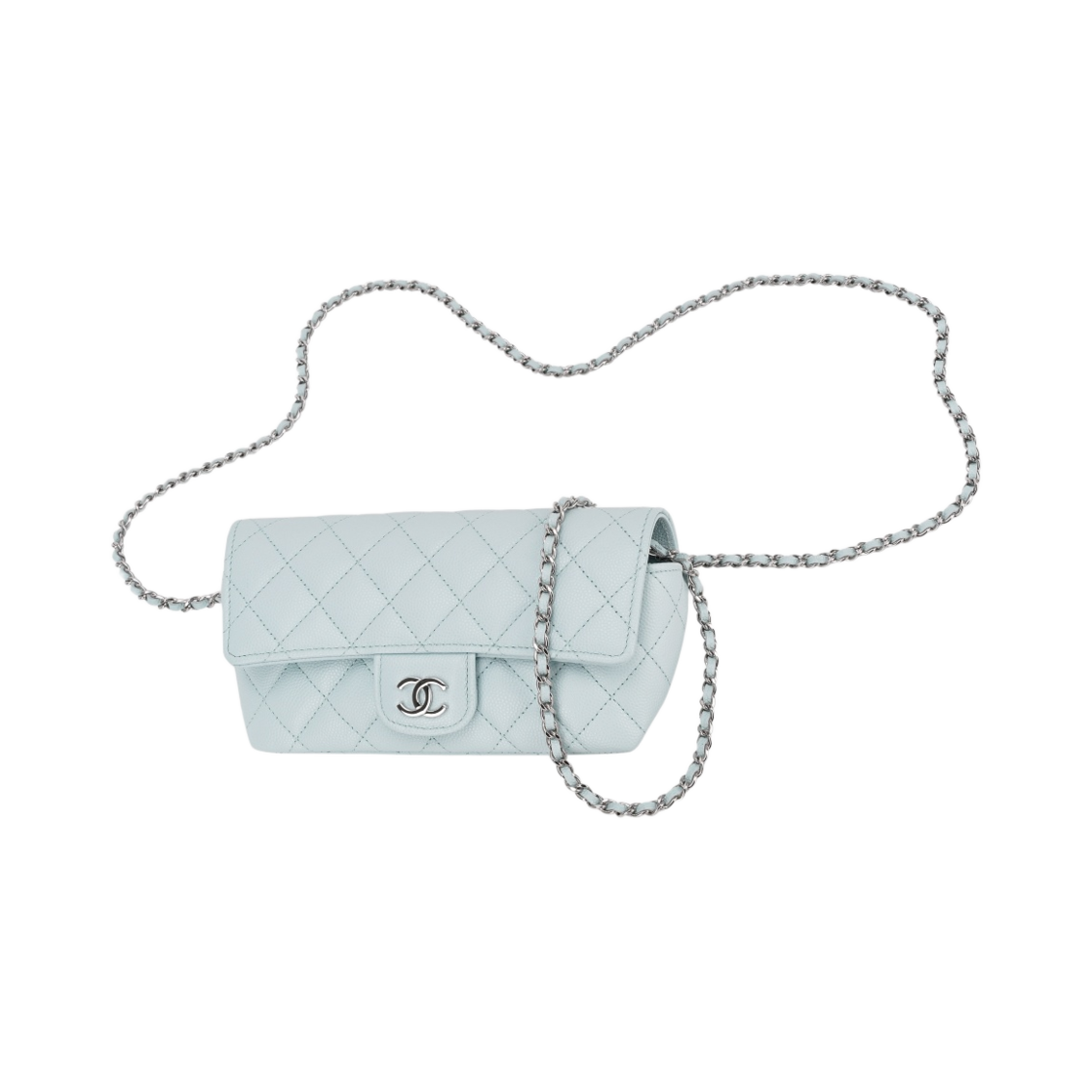 샤넬 클래식 체인 안경 케이스 그레인드 카프스킨 & 실버 메탈 라이트 블루(Chanel Glasses Case with Classic Chain Grained Calfskin & Silver Light Blue) - 3